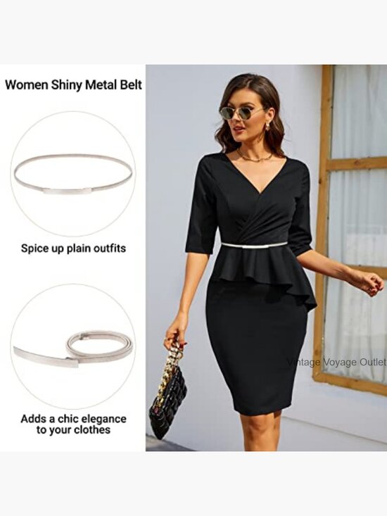 Skinny Metal Cinch Belt Adjustable Waist Belt Elastic Hook Fastening main image 6